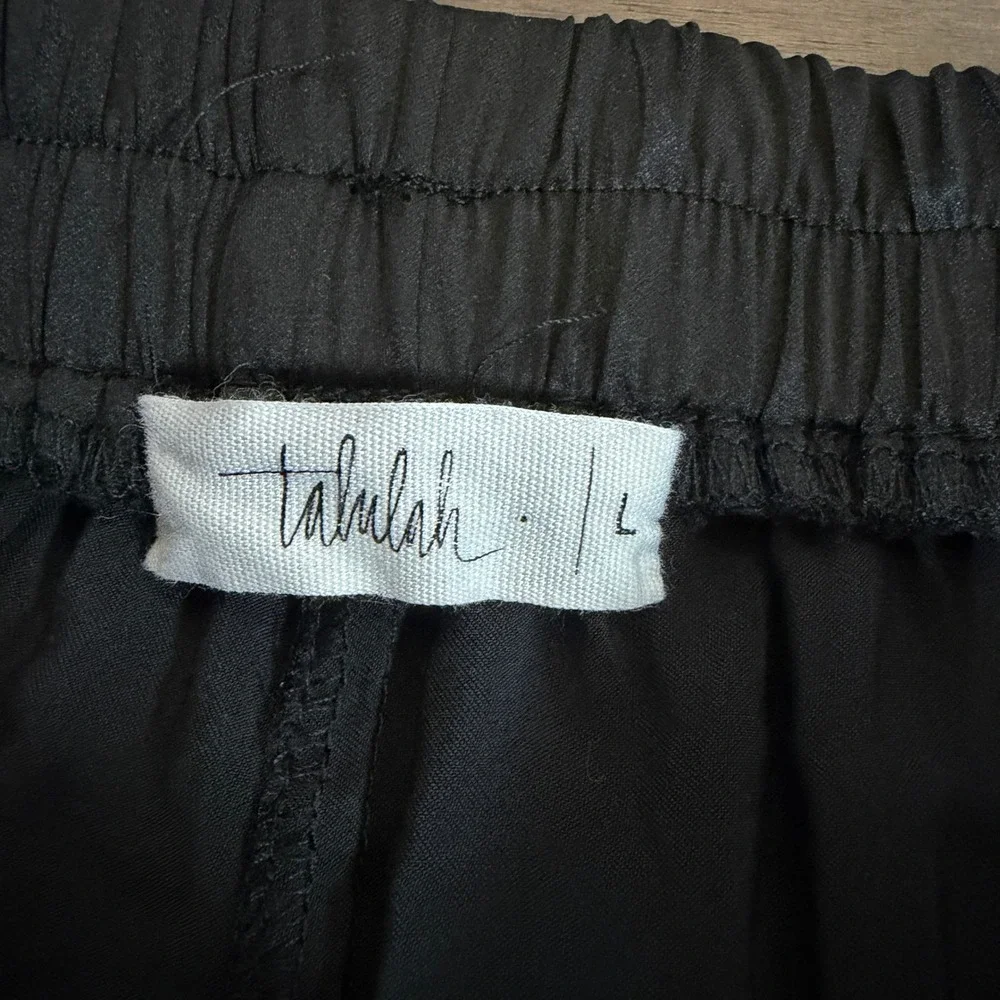 Talulah Black Satin‎ Drawstring Jogger Pants S18319 Womens Large